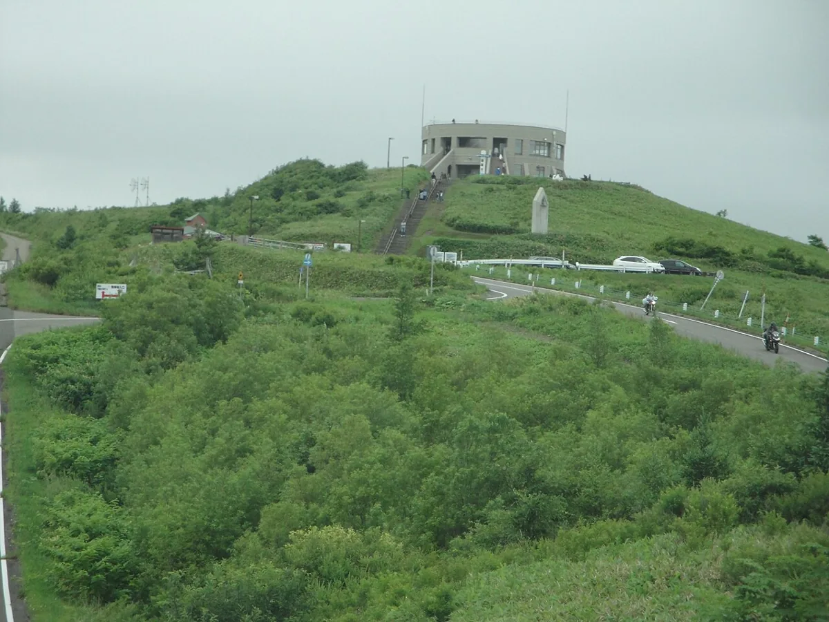 2011年7月に丘の下から見た開陽台展望館と緑地