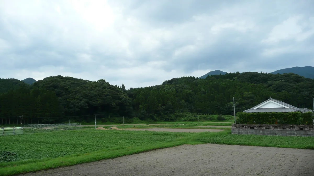 2007년 혼조강 부근에서 본 고야마성 터의 산