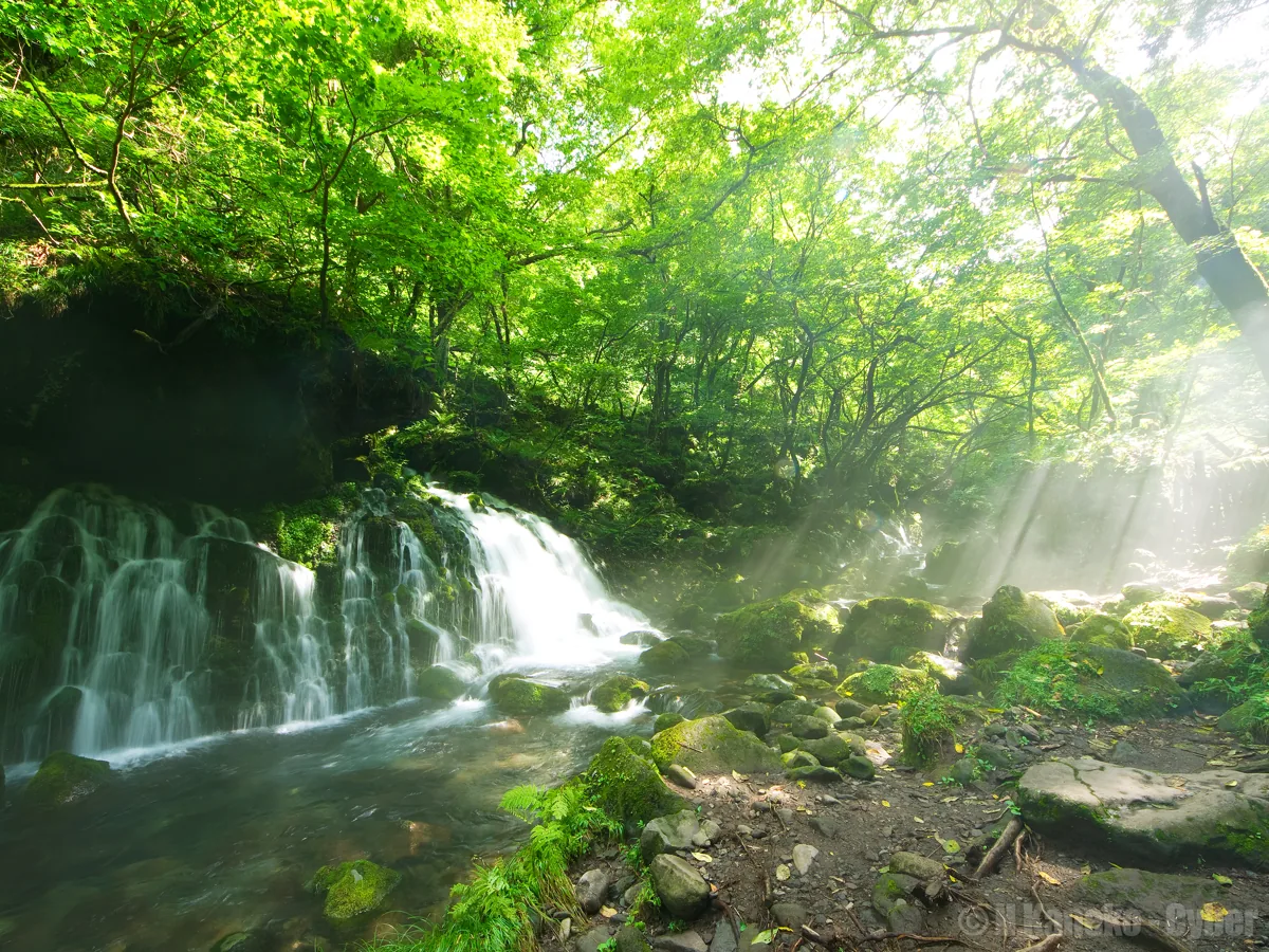 Rocks and flowing water at Mototaki in 2014
