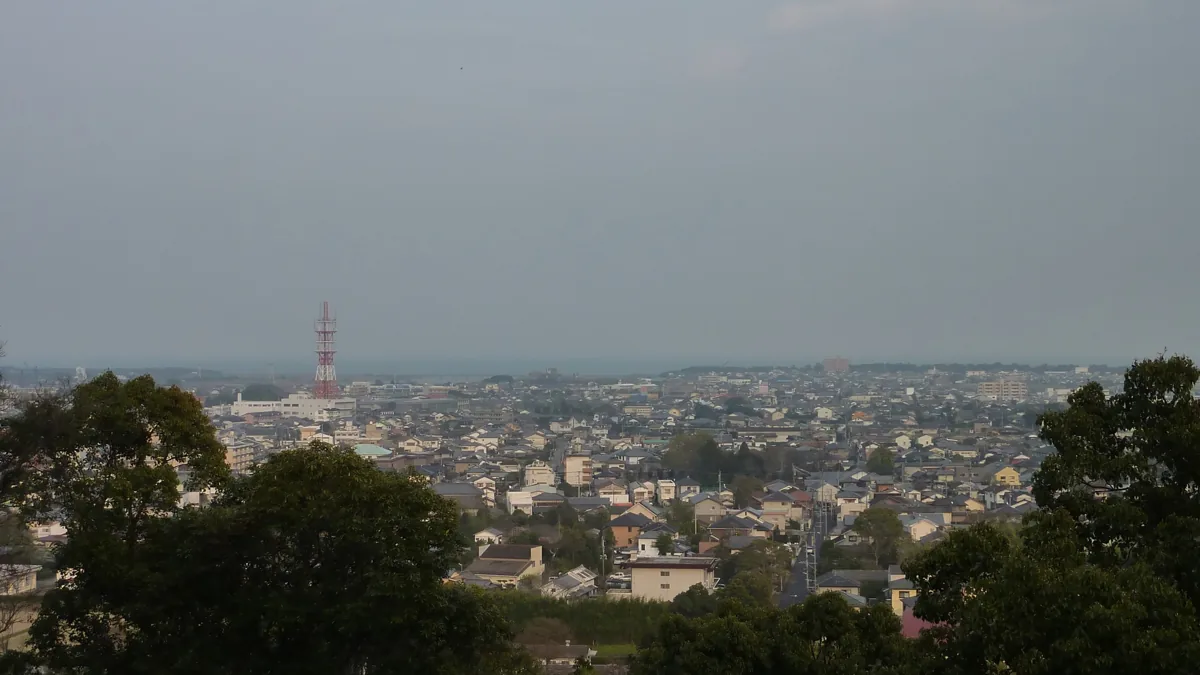 2010年に舞鶴公園から見た高鍋の町並み