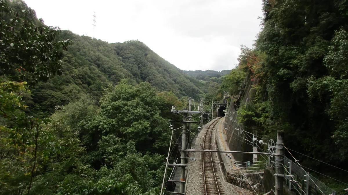 Tamoto Station platform and surrounding slopes, 2017