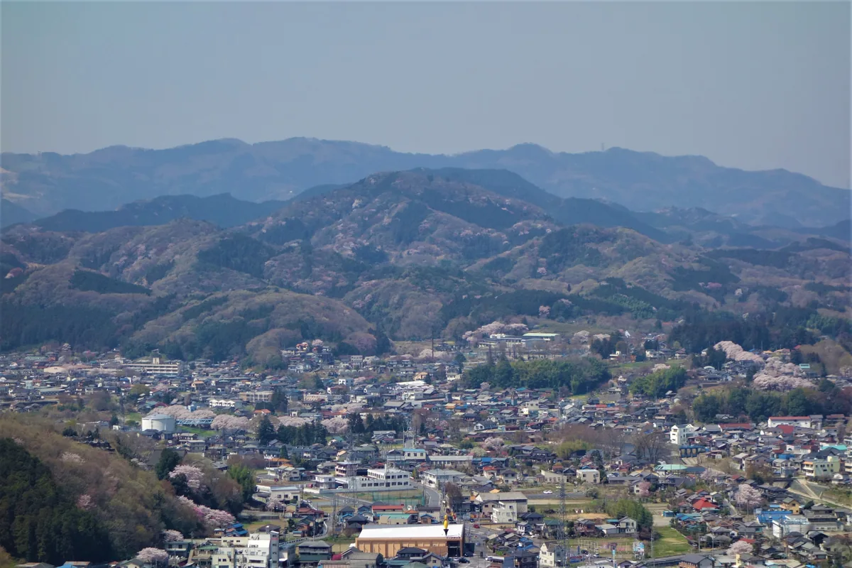 2018年の仙元山公園展望台から見た官ノ倉山