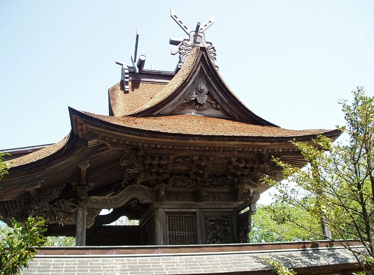 간자키 신사 본전 측면, 2014년