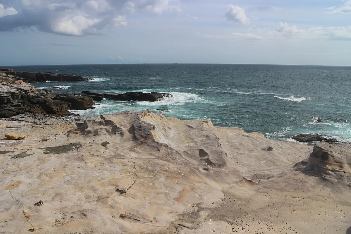 Rock formations and sea at Senjojiki, 2021