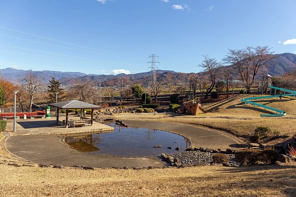 八代ふるさと公園の池と丘