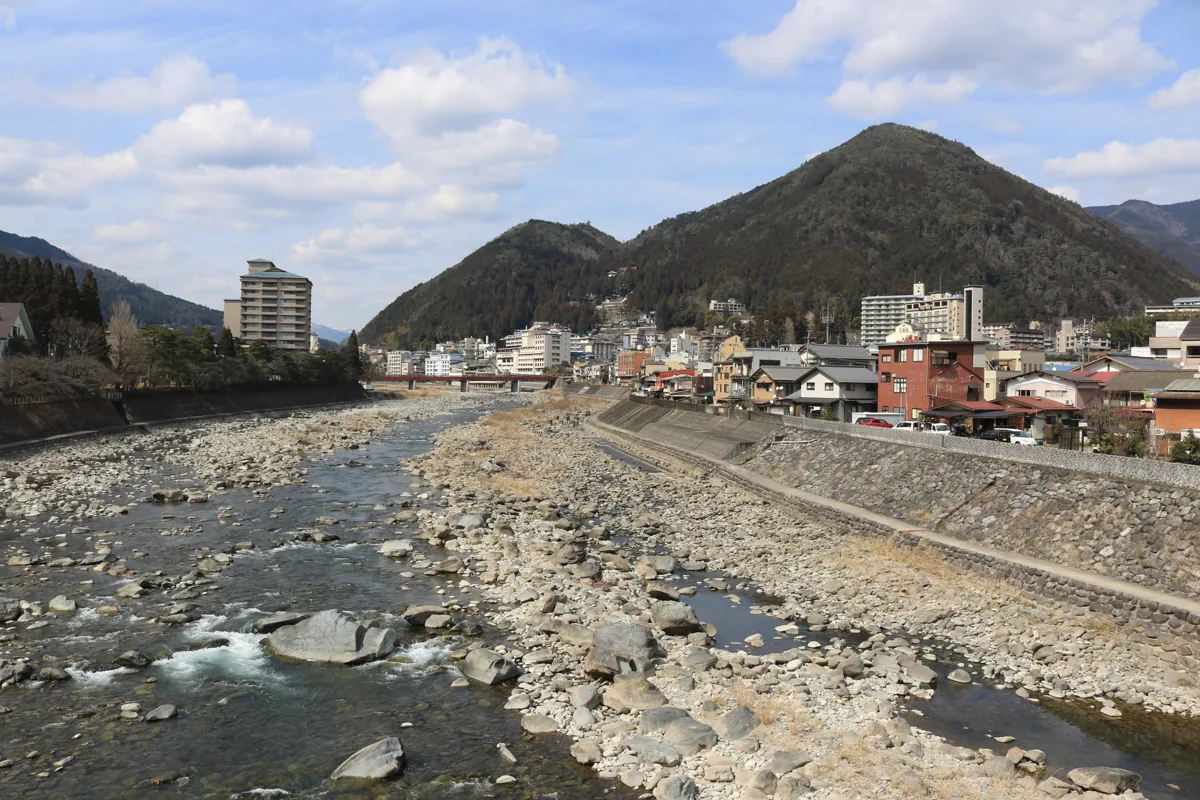 Hida River and Gero hot-spring streets in 2017