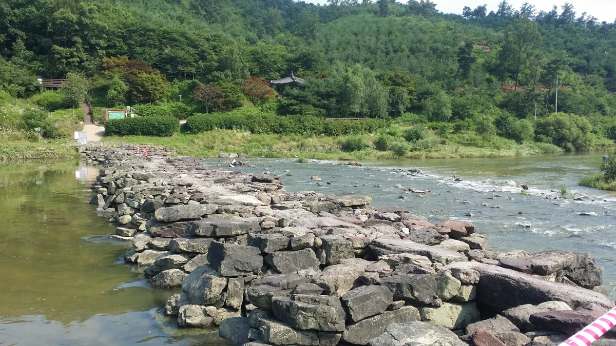 Jincheon Nongdari Bridge and waterside in 2020