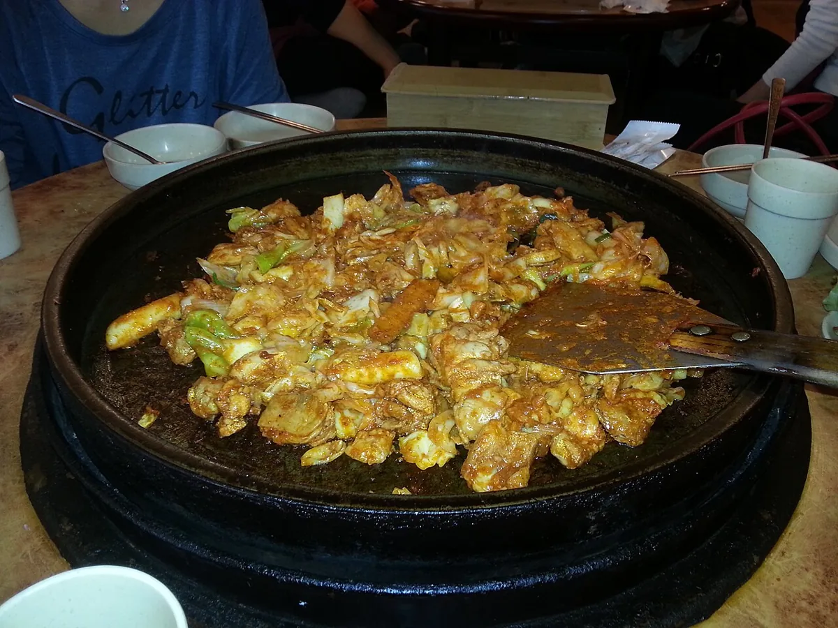 A dakgalbi dish photographed in Chuncheon in 2015