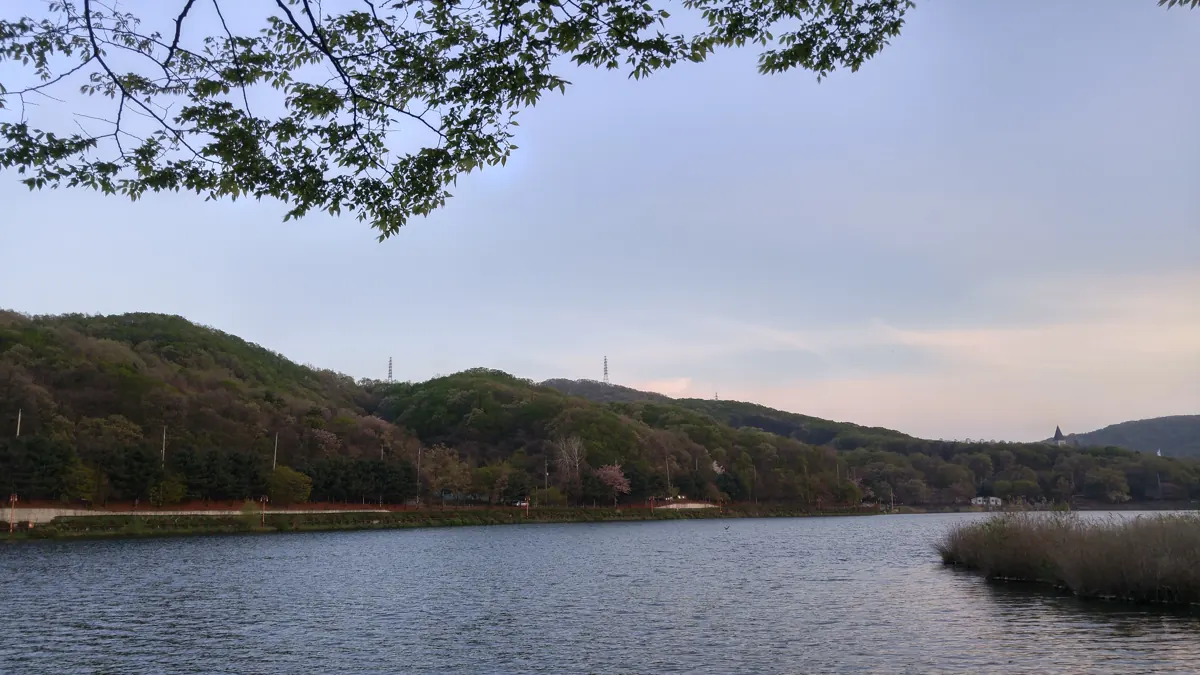 Lake and surrounding scenery at Yuldong Park in Seongnam